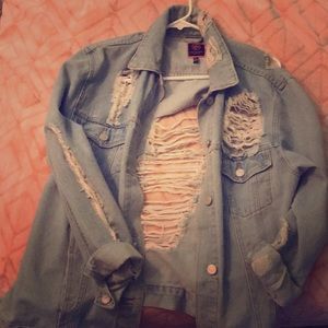 Oversized Distressed Denim Jacket